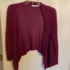Long sleeve burgundy drape front cardigan
